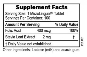 Folic Acid Label