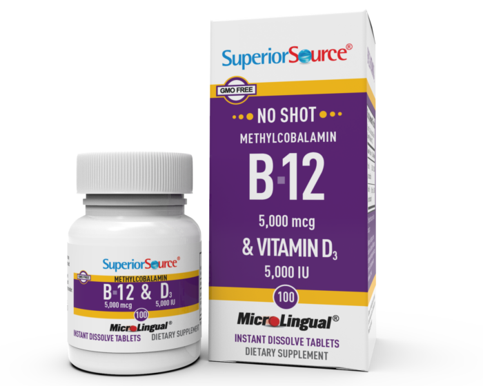 NO SHOT Methylcobalamin B-12 5,000 mcg / D<span class="smalltexttitle">3</span> 5,000 IU