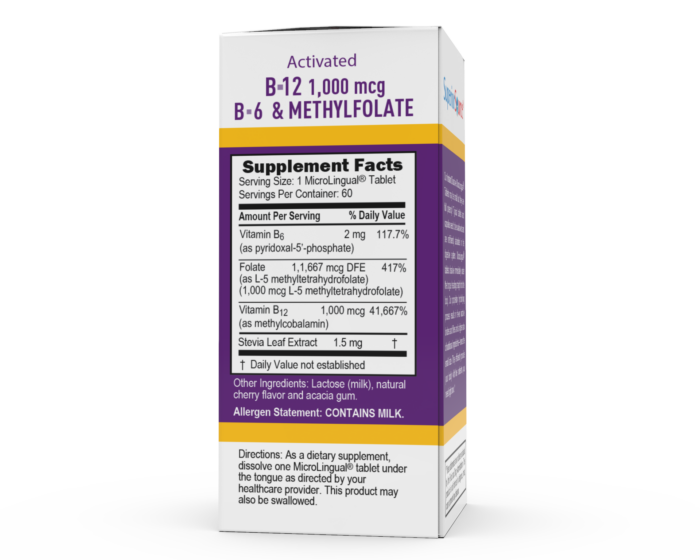 NO SHOT Methylcolbalamin Activated B-12 1,000 mcg / B-6 (P-5-P) & Methylfolate 1,000 mcg - Image 2