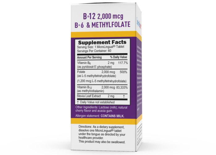 NO SHOT Methylcobalamin Activated B-12 2,000 mcg / B-6 (P-5-P) & Methylfolate 1,200 mcg - Image 2